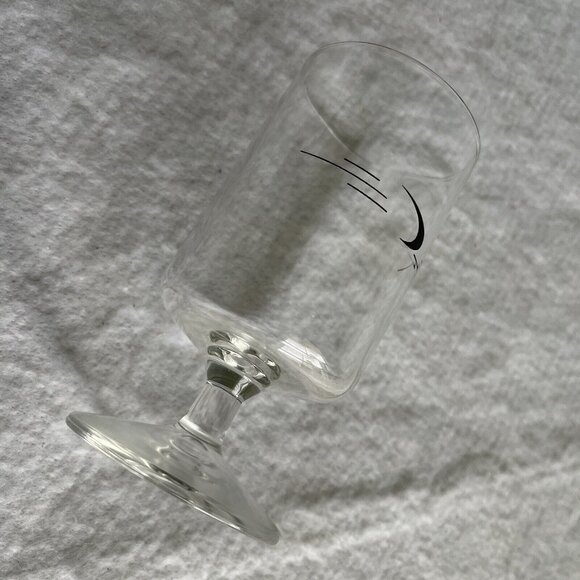 Frontier Airlines Stemmed Footed Wine Water Clear Glass  4.5" Vintage 60's FLAW - Picture 9 of 12